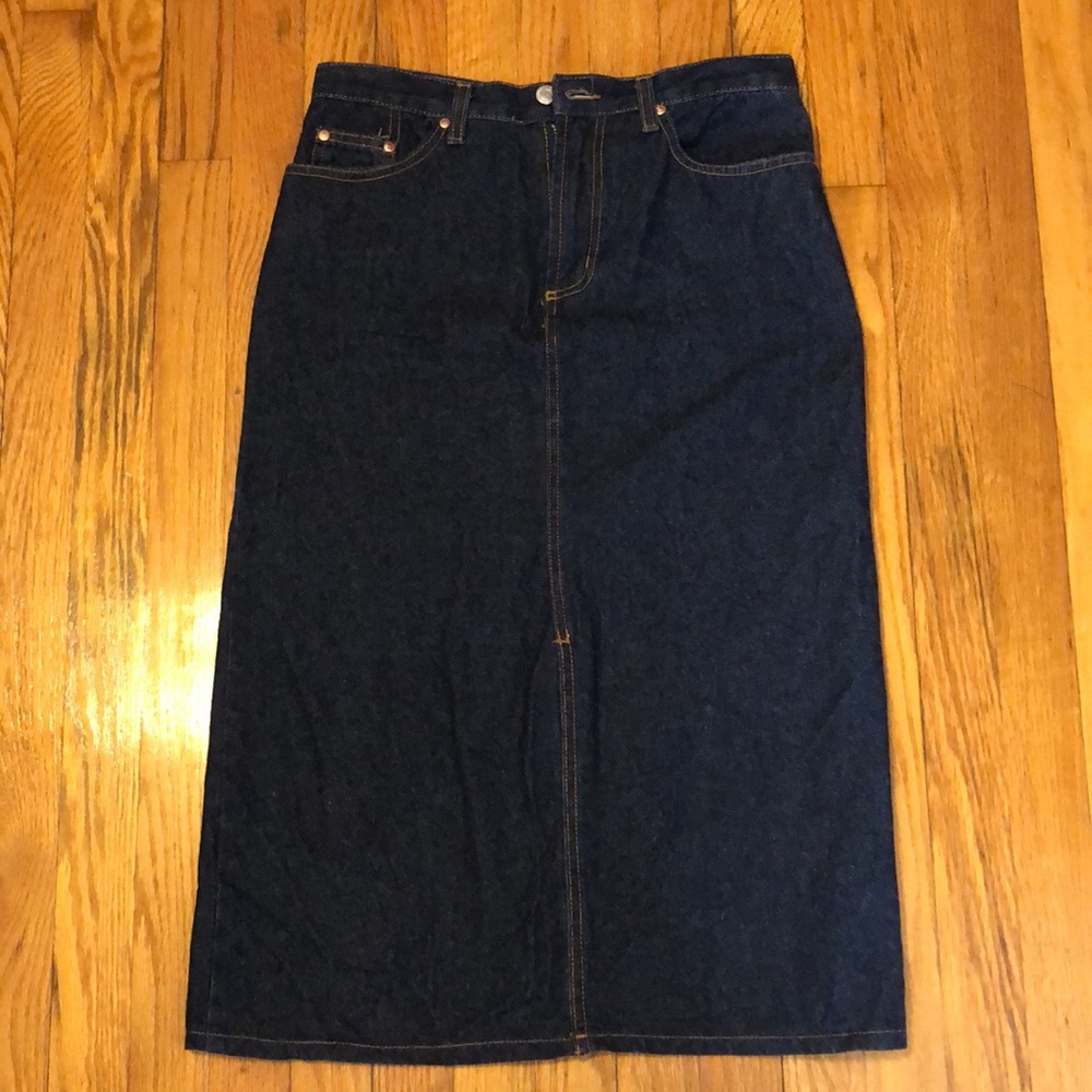Dark Denim Midi Skirt
